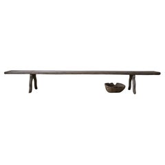 Exceptionnel long banc d'art populaire suédois, vers 1830