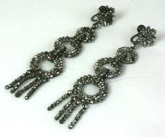 Exceptional Long Victorian Cut Steel Earrings