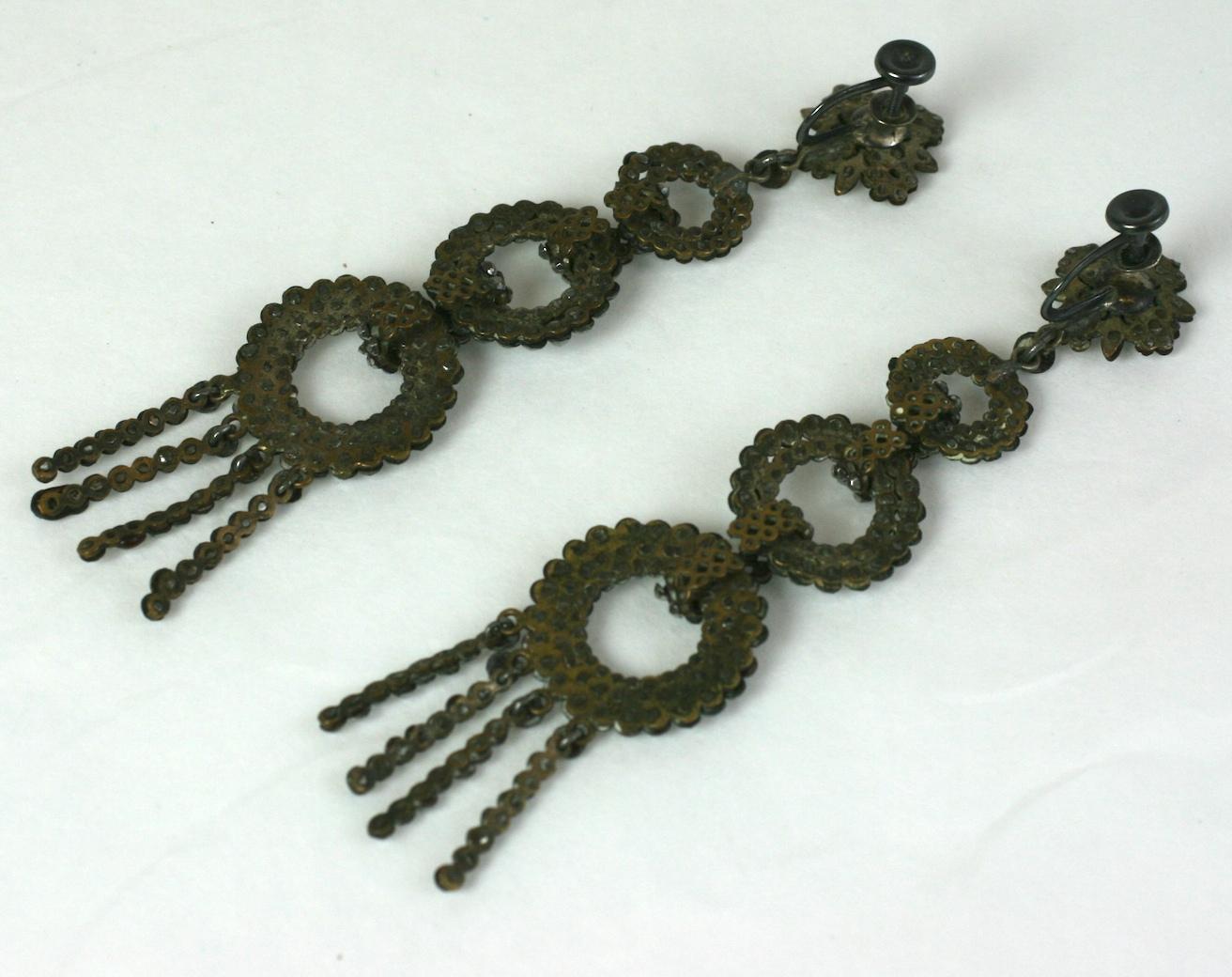 Exceptional Long Victorian Cut Steel Earrings In Good Condition For Sale In New York, NY