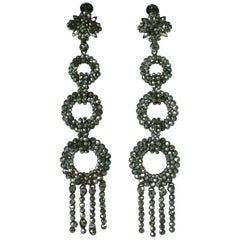 Exceptional Long Victorian Cut Steel Earrings