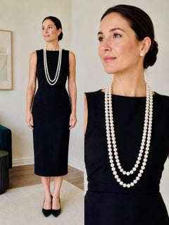 Exceptional Long Vintage Freshwater Pearl Rope Necklace 162cm Endless Strand