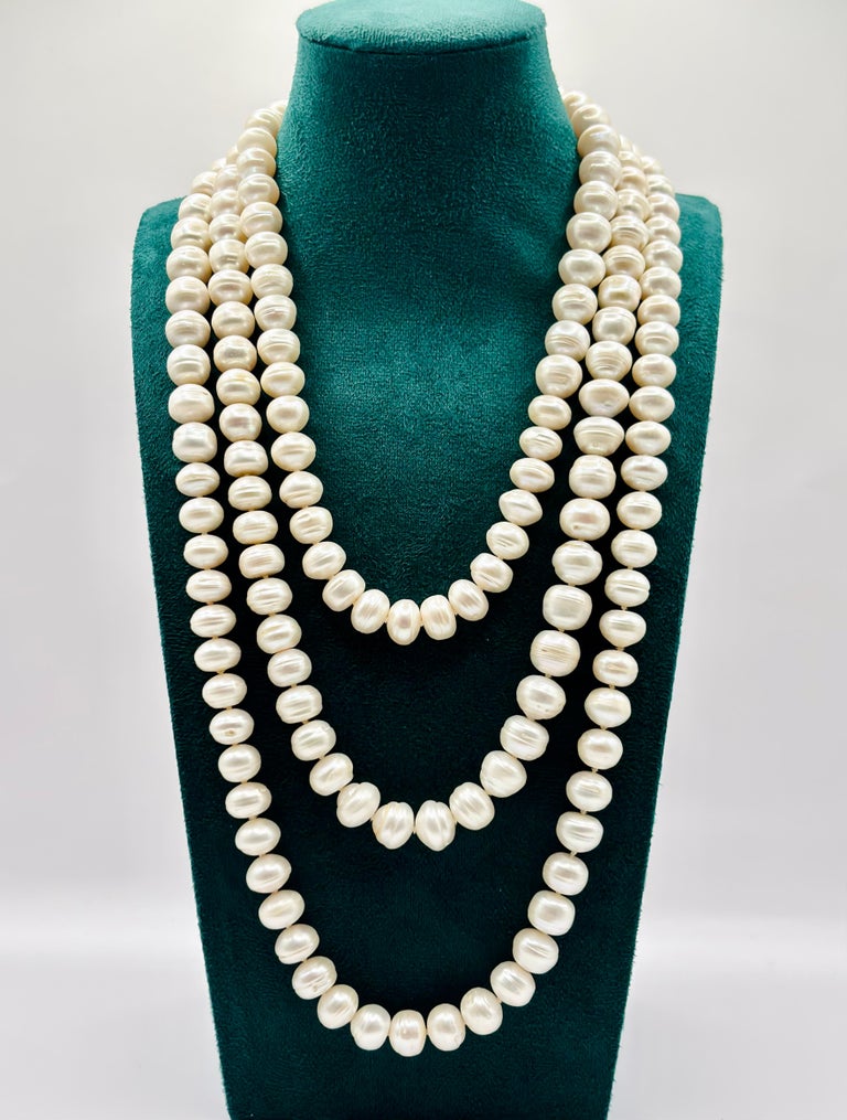 Vintage Long Pearl Necklace 162cm 63.80 inches Rope Large Pearls