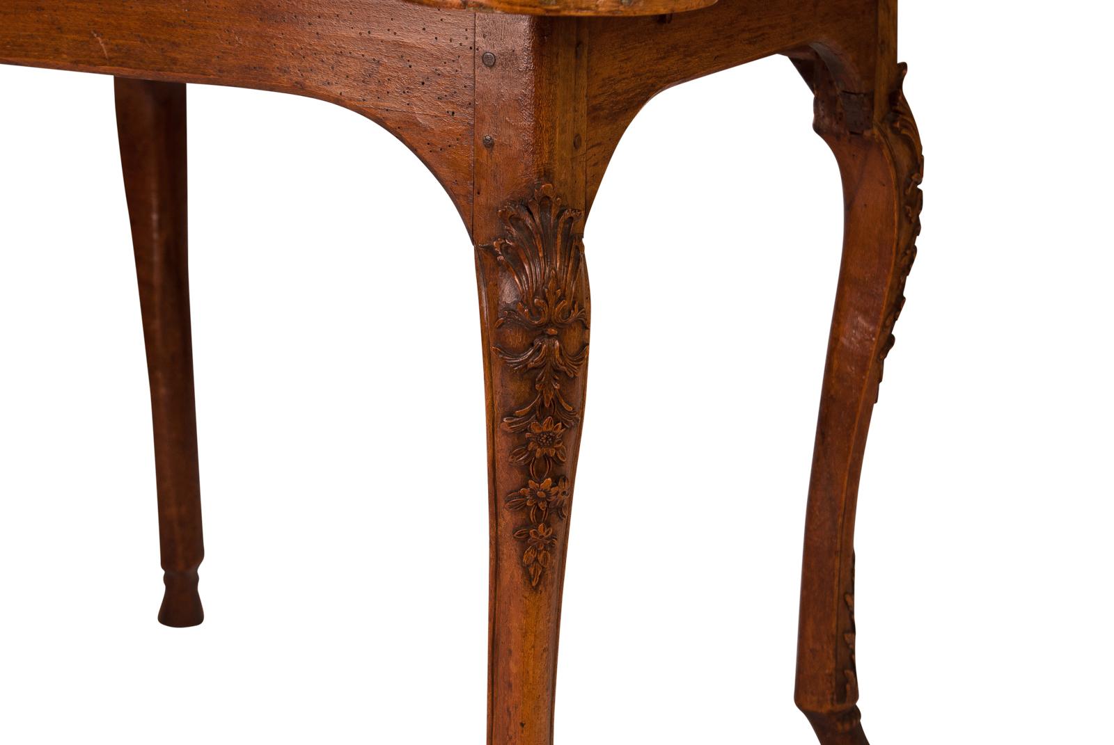 Walnut Exceptional Louis XV Carved Fruitwood Game Table, France, circa 1750
