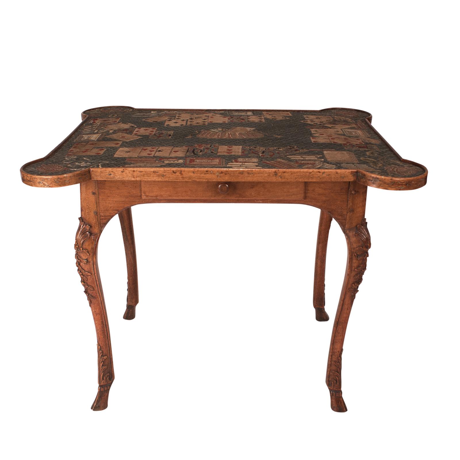 Exceptional Louis XV Carved Fruitwood Game Table, France, circa 1750
