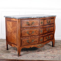 Exceptional Louis XV Style Marquetry Bombe Commode