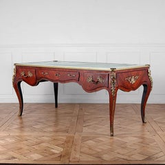 Exceptional Louis XV-Style Rosewood Bureau Plat with Ormolu Mounts