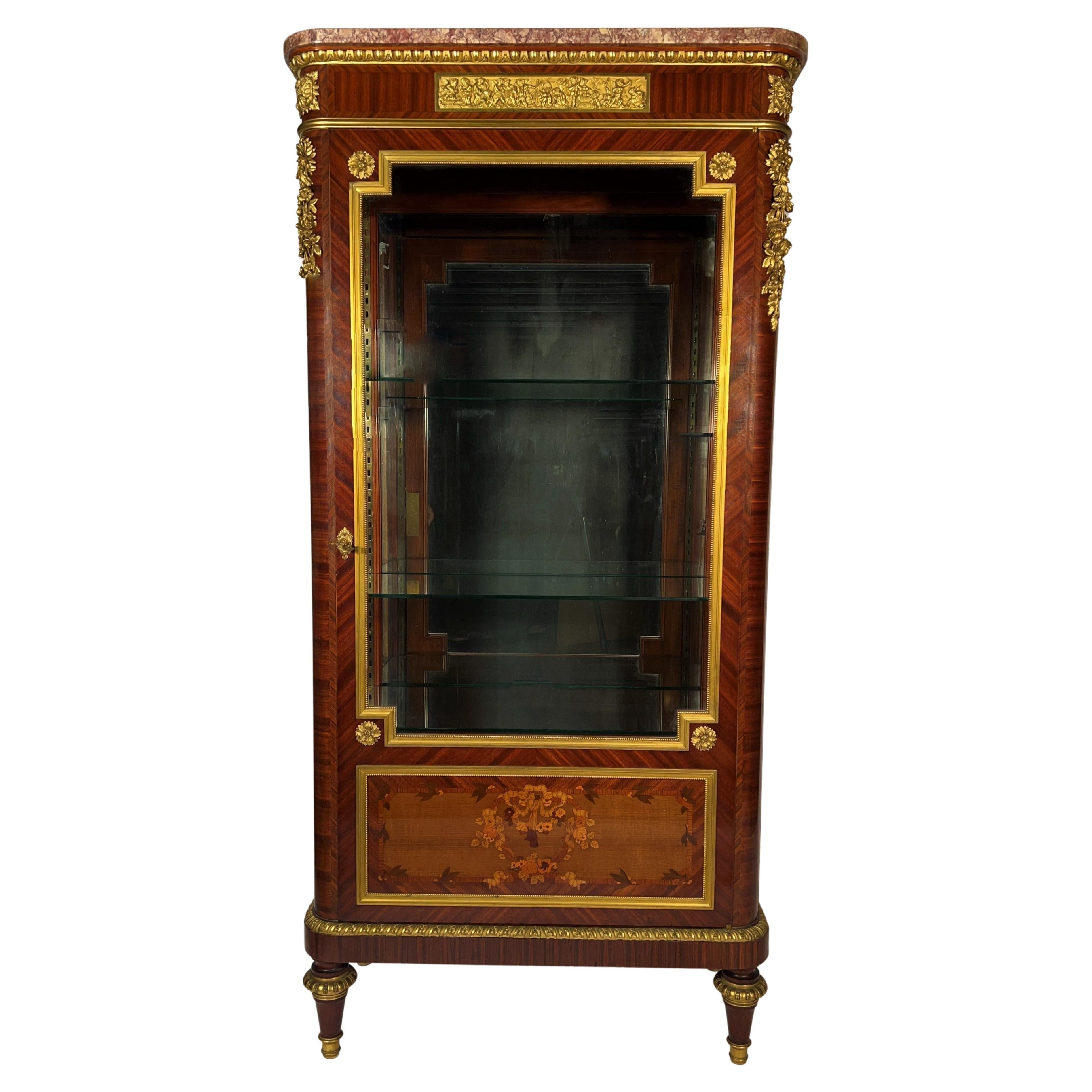 Exceptional Louis XVI Style Showcase in the manner of François Linke For Sale