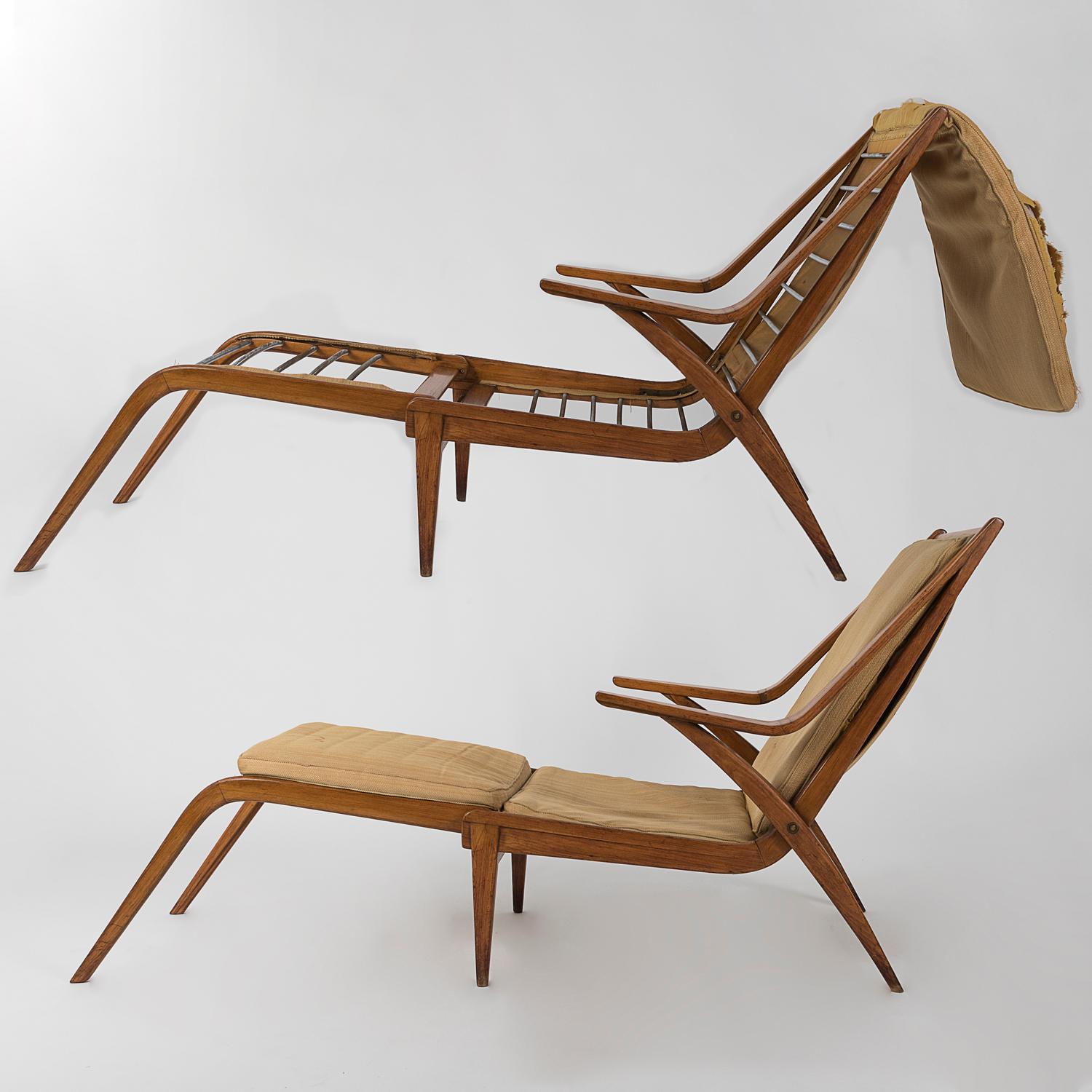 Oak Exceptional Lounge Chair in the Attributed to Augusto Romano, circa 1948