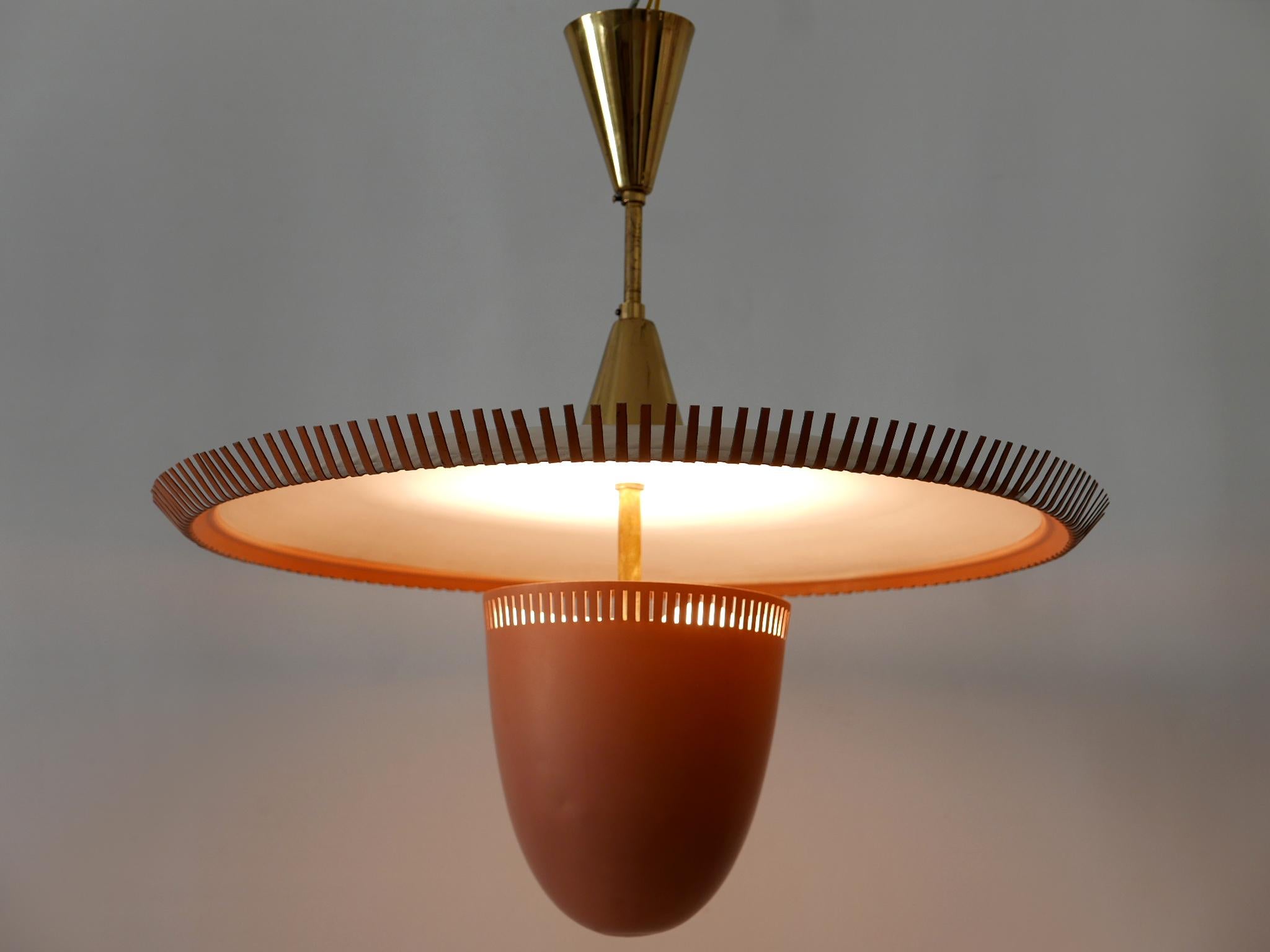 Exceptional & Lovely Mid-Century Modern Pendant Lamp or Chandelier Germany 1950s For Sale 4