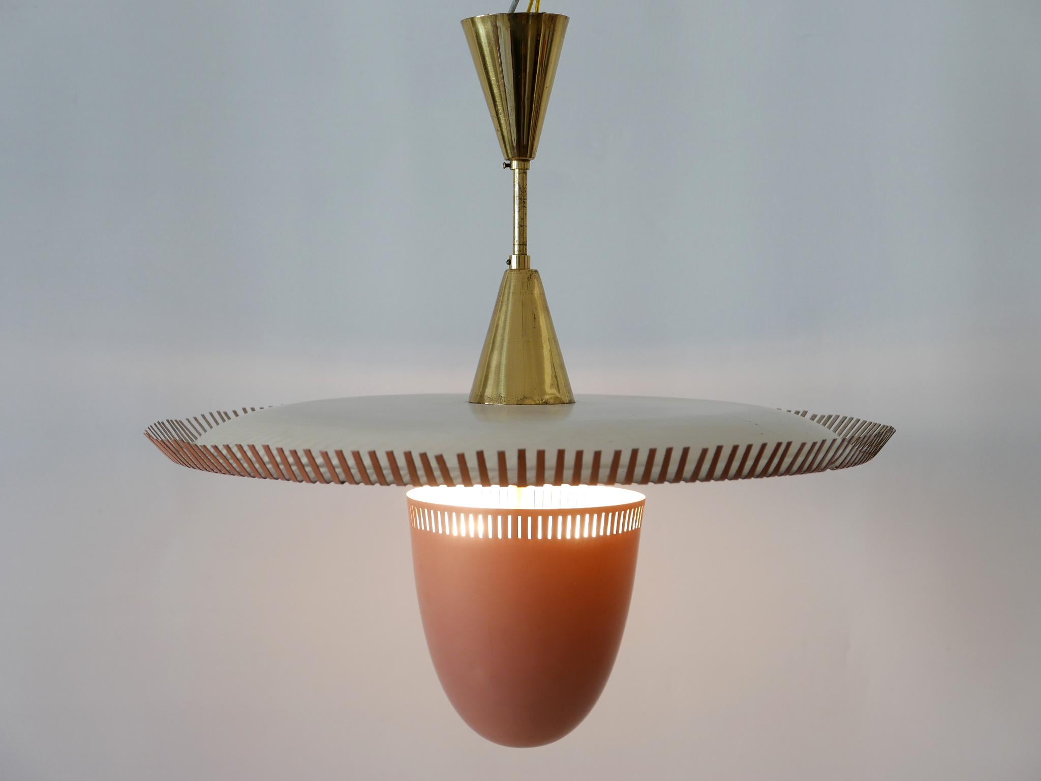 Exceptional & Lovely Mid-Century Modern Pendant Lamp or Chandelier Germany 1950s For Sale 5