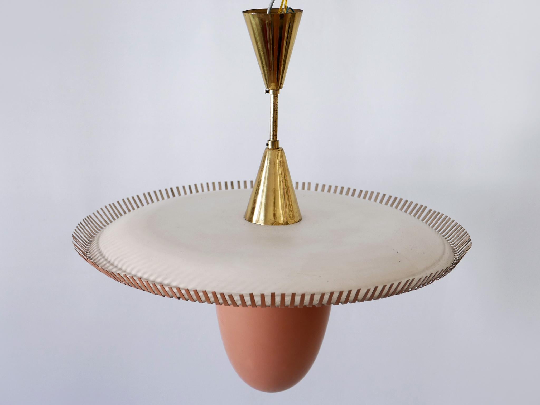 Exceptional & Lovely Mid-Century Modern Pendant Lamp or Chandelier Germany 1950s For Sale 6