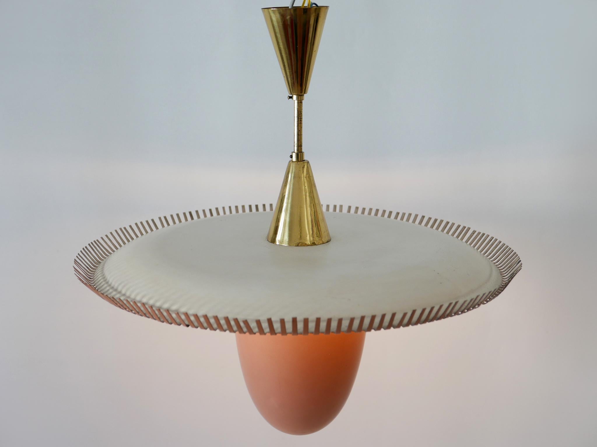 Exceptional & Lovely Mid-Century Modern Pendant Lamp or Chandelier Germany 1950s For Sale 7
