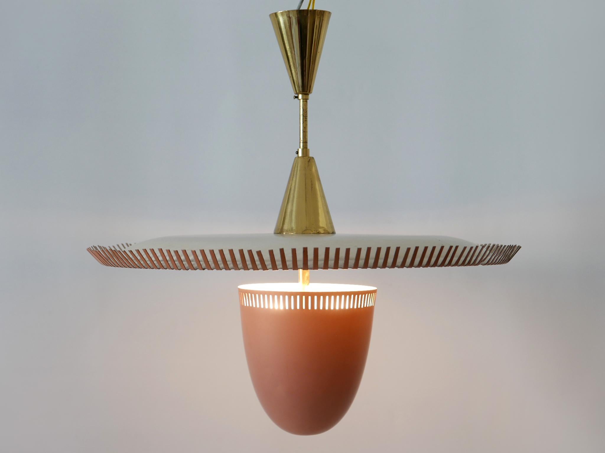 Exceptional & Lovely Mid-Century Modern Pendant Lamp or Chandelier Germany 1950s In Good Condition For Sale In Munich, DE