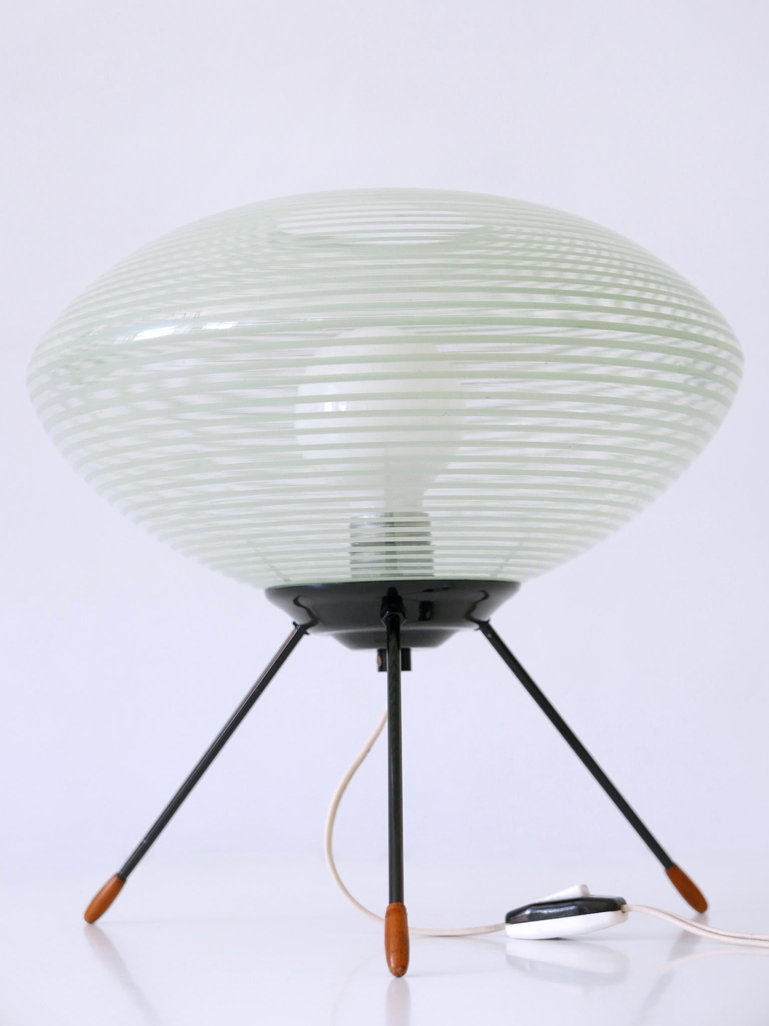 Glass Exceptional & Lovely Mid-Century Modern Tripod UFO Table Lamp Germany 1950s For Sale