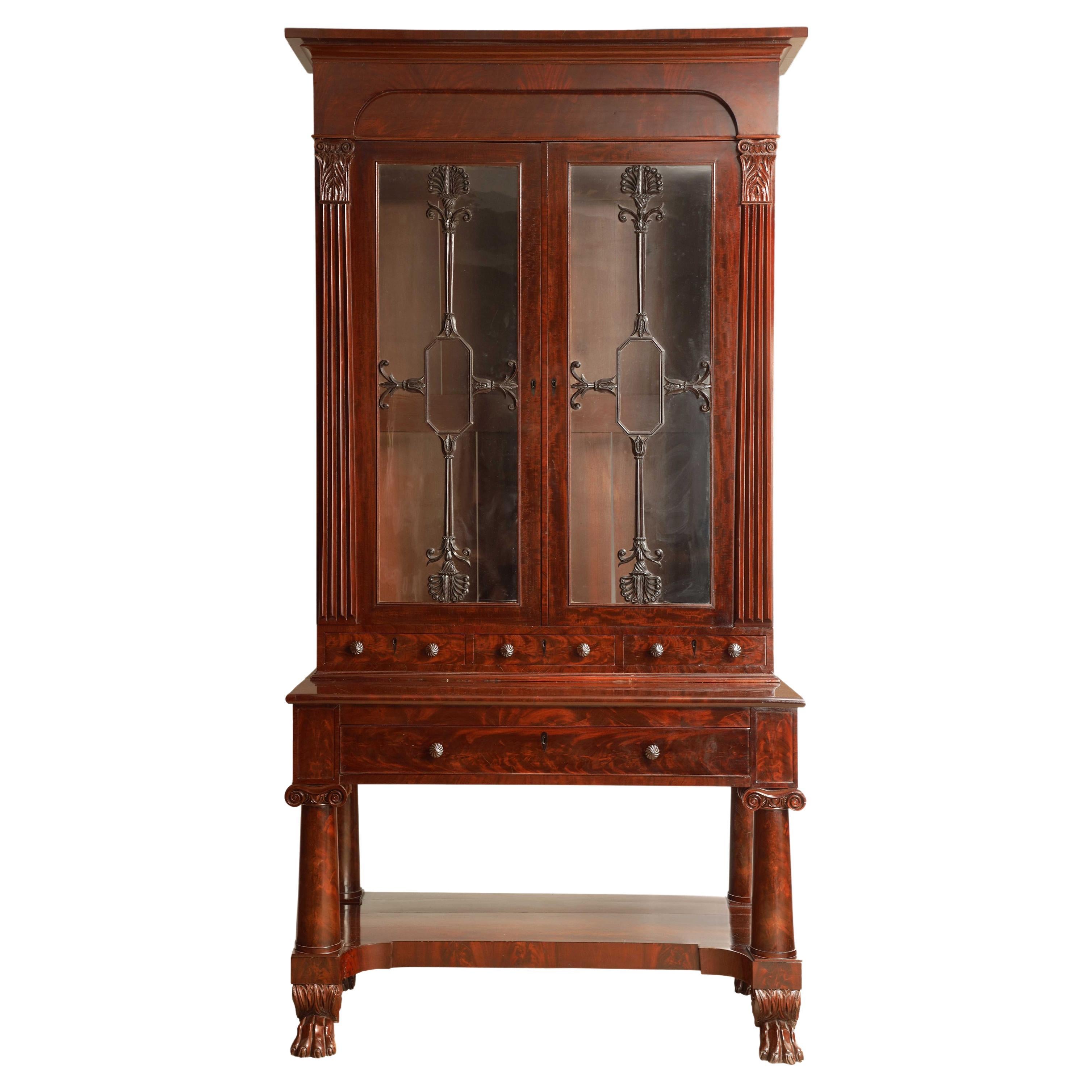 Exceptional Mahogany Bureau Bookcase from Baltimore Maryland, circa 1830 For Sale