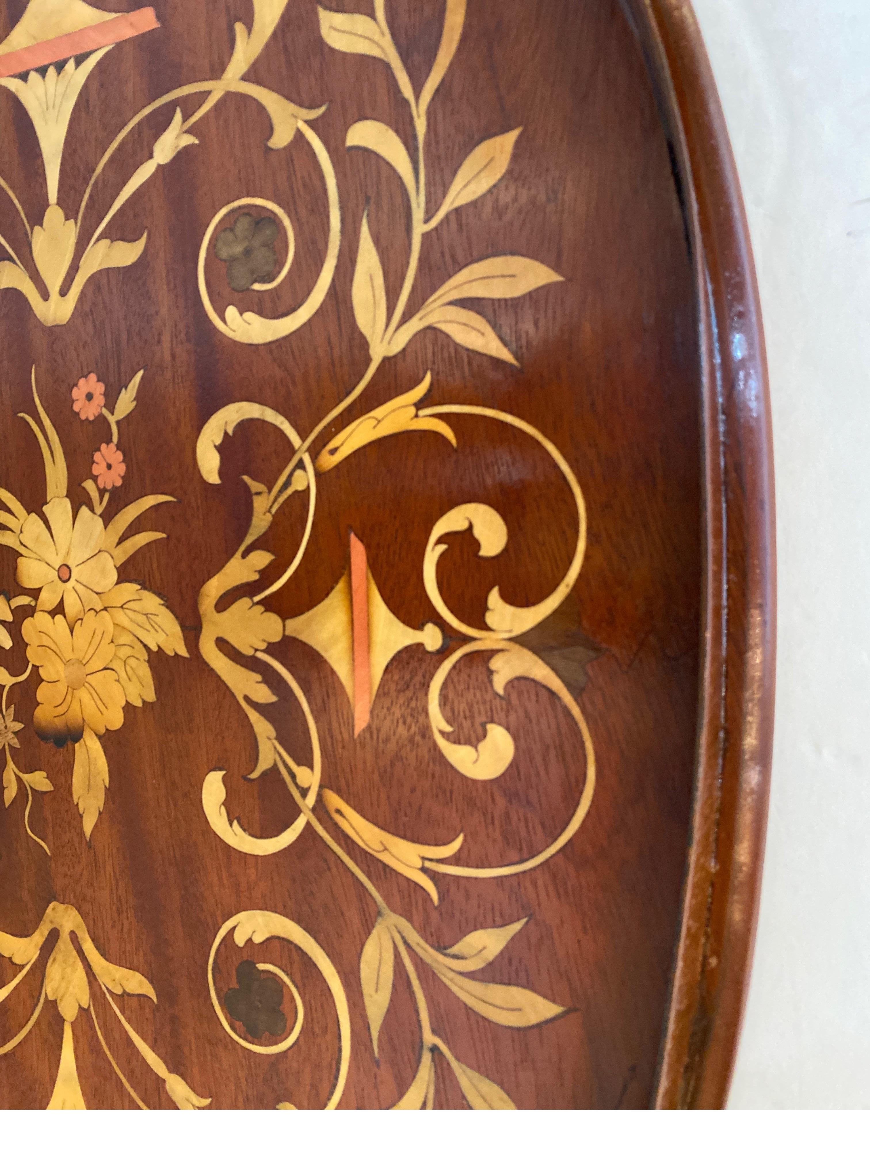 Early 20th Century Exceptional Mahogany Inlaid Edwardian English Tray For Sale