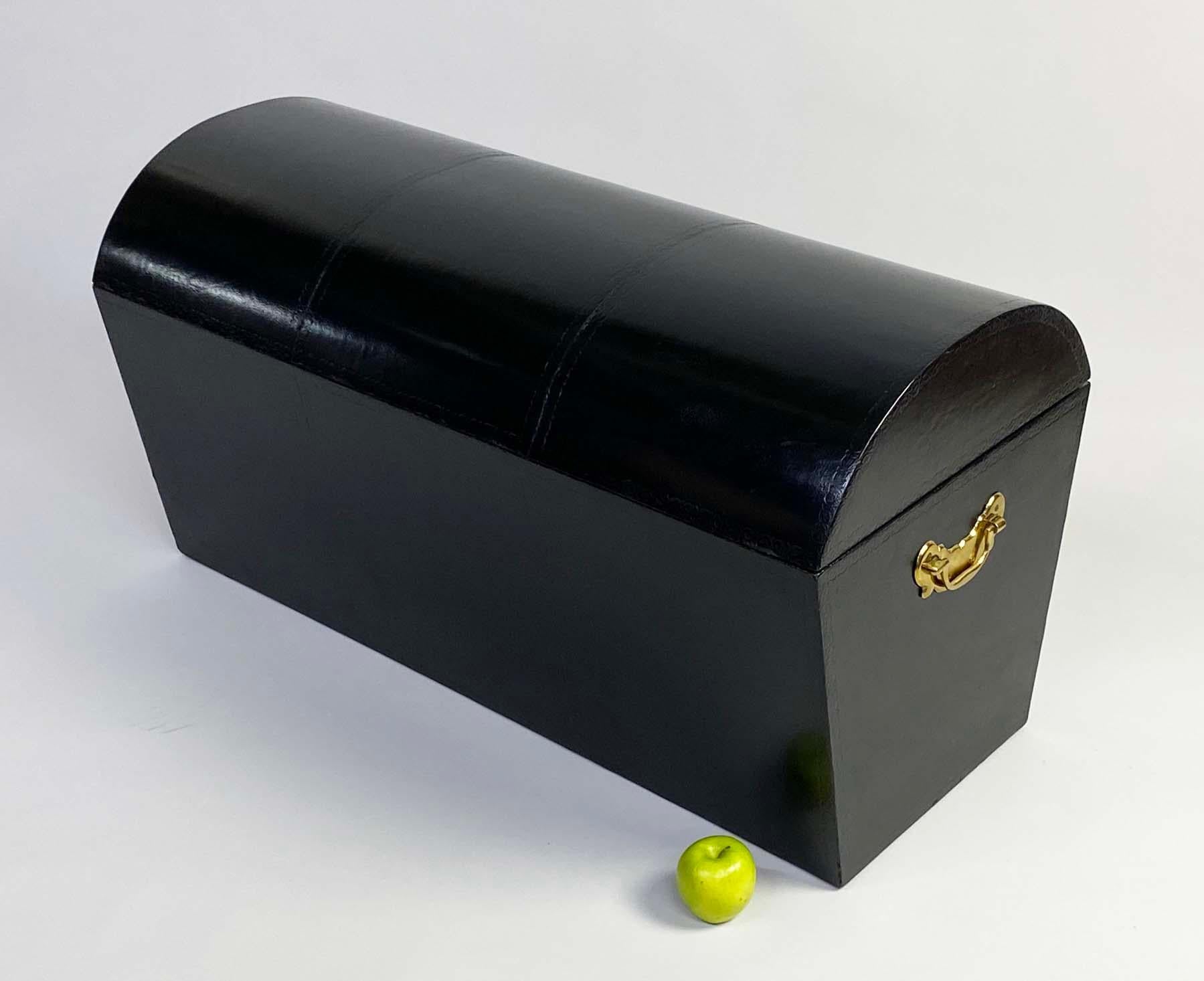 Maitland Smith was quite prolific, but this trunk or blanket chest is highly unusual and we have never seen another example. This is not a tabletop storage box, but a large trunk that can be used for a number of storage applications. The sleek form