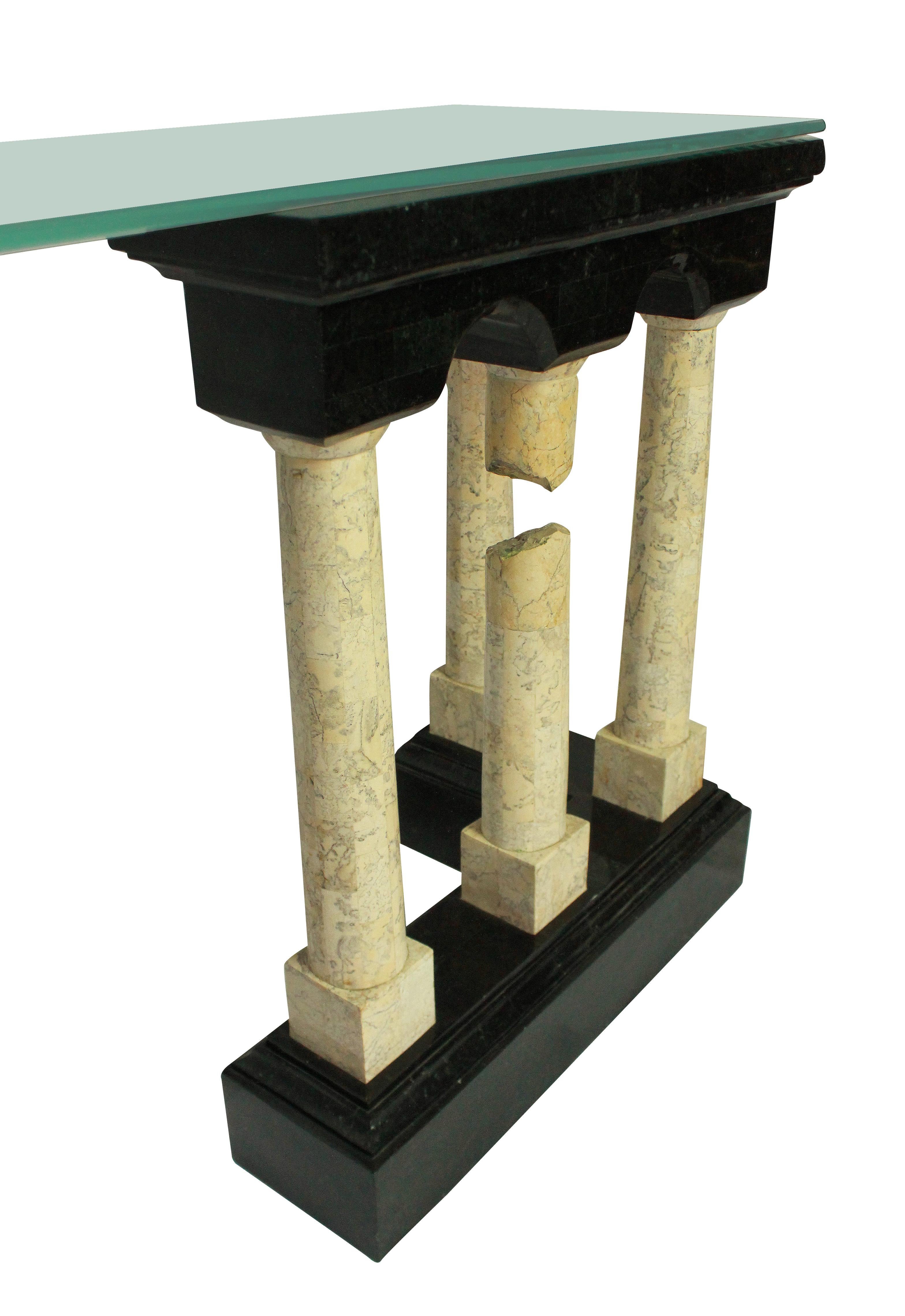 Italian Exceptional Marble Console Depicting Classical Ruins