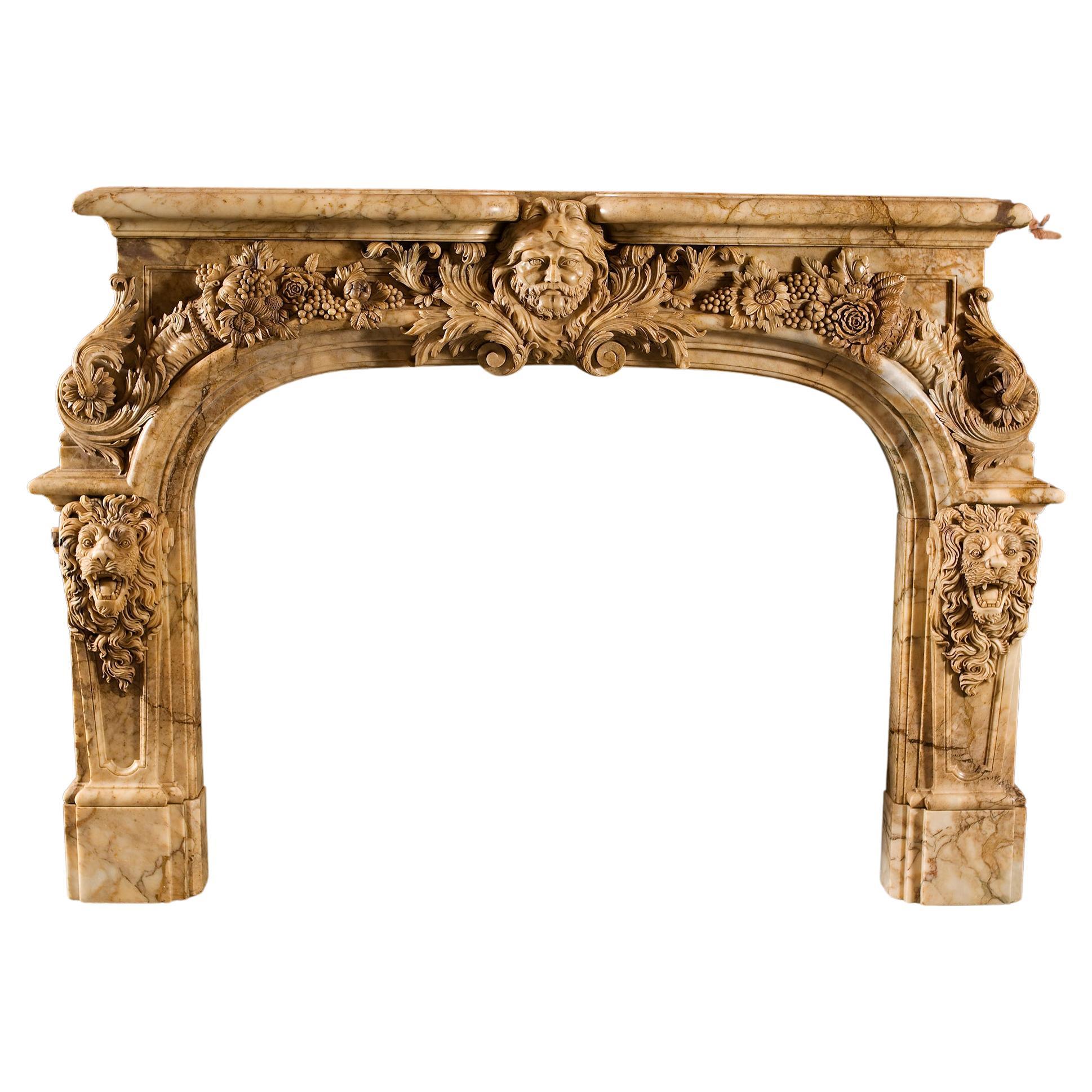 Exceptional marble fireplace in Regency style “ Salon d’Hercule” Versaille. For Sale