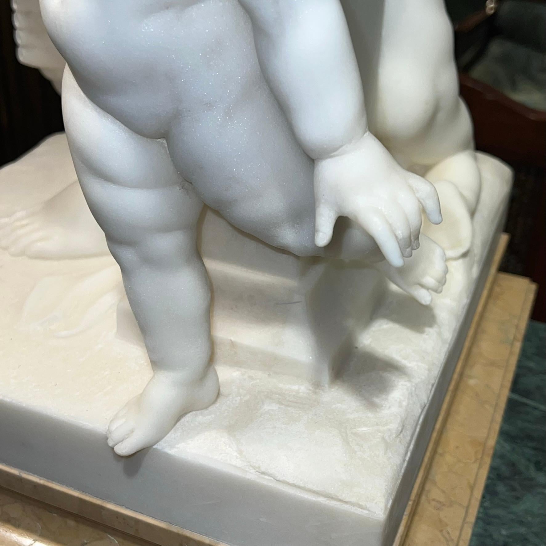 Exceptional Marble Statue of Nude Female with Cherubs by Luca Madrassi For Sale 3