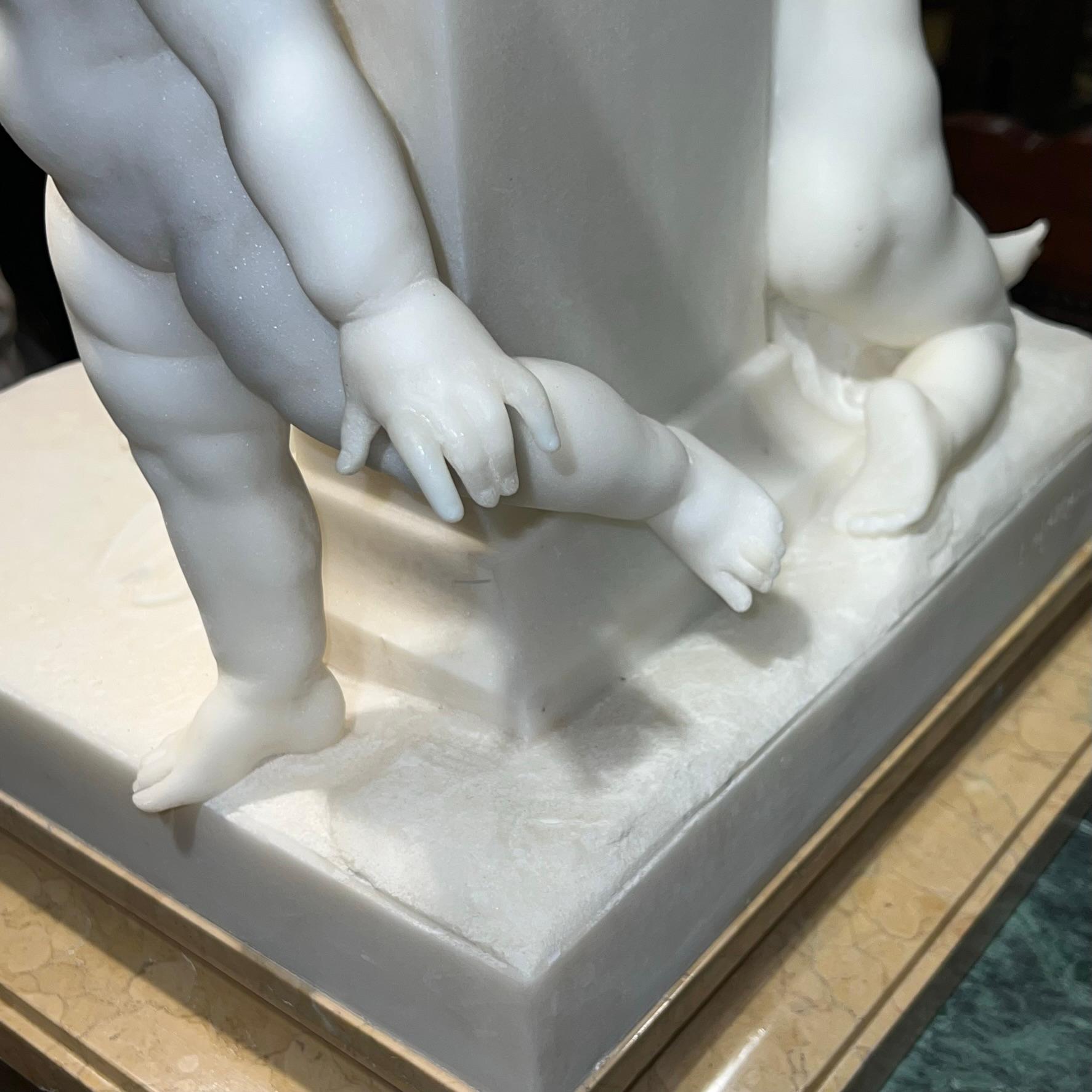 Exceptional Marble Statue of Nude Female with Cherubs by Luca Madrassi For Sale 4