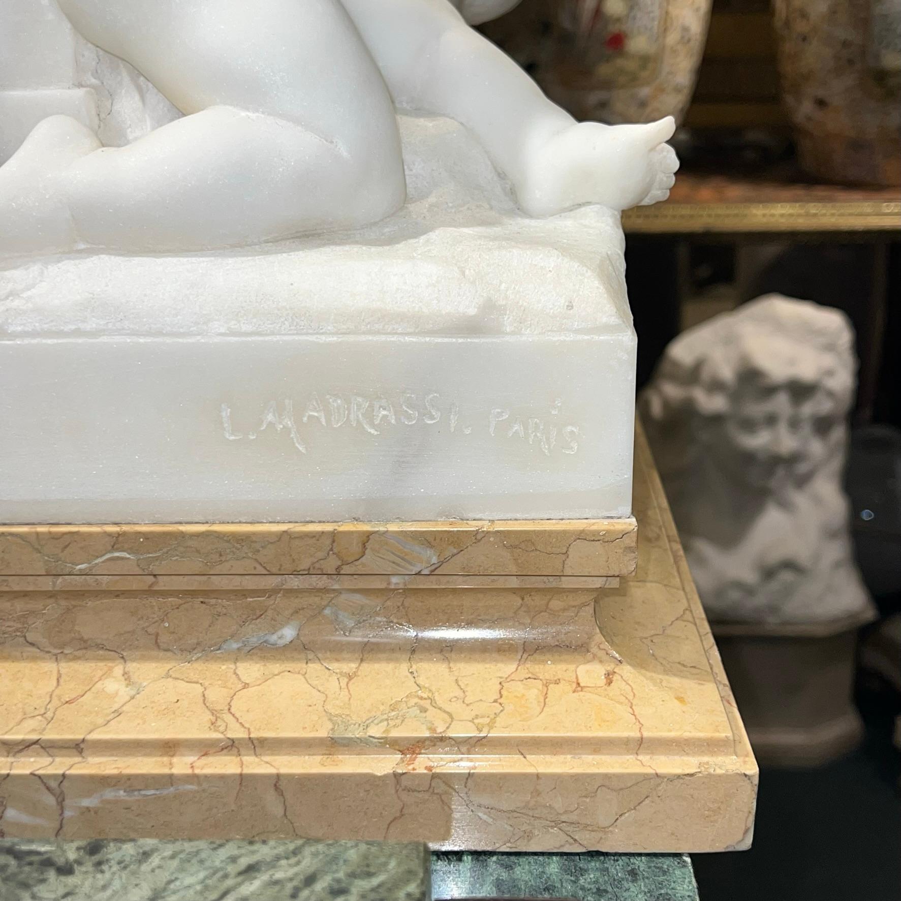 Exceptional Marble Statue of Nude Female with Cherubs by Luca Madrassi For Sale 5