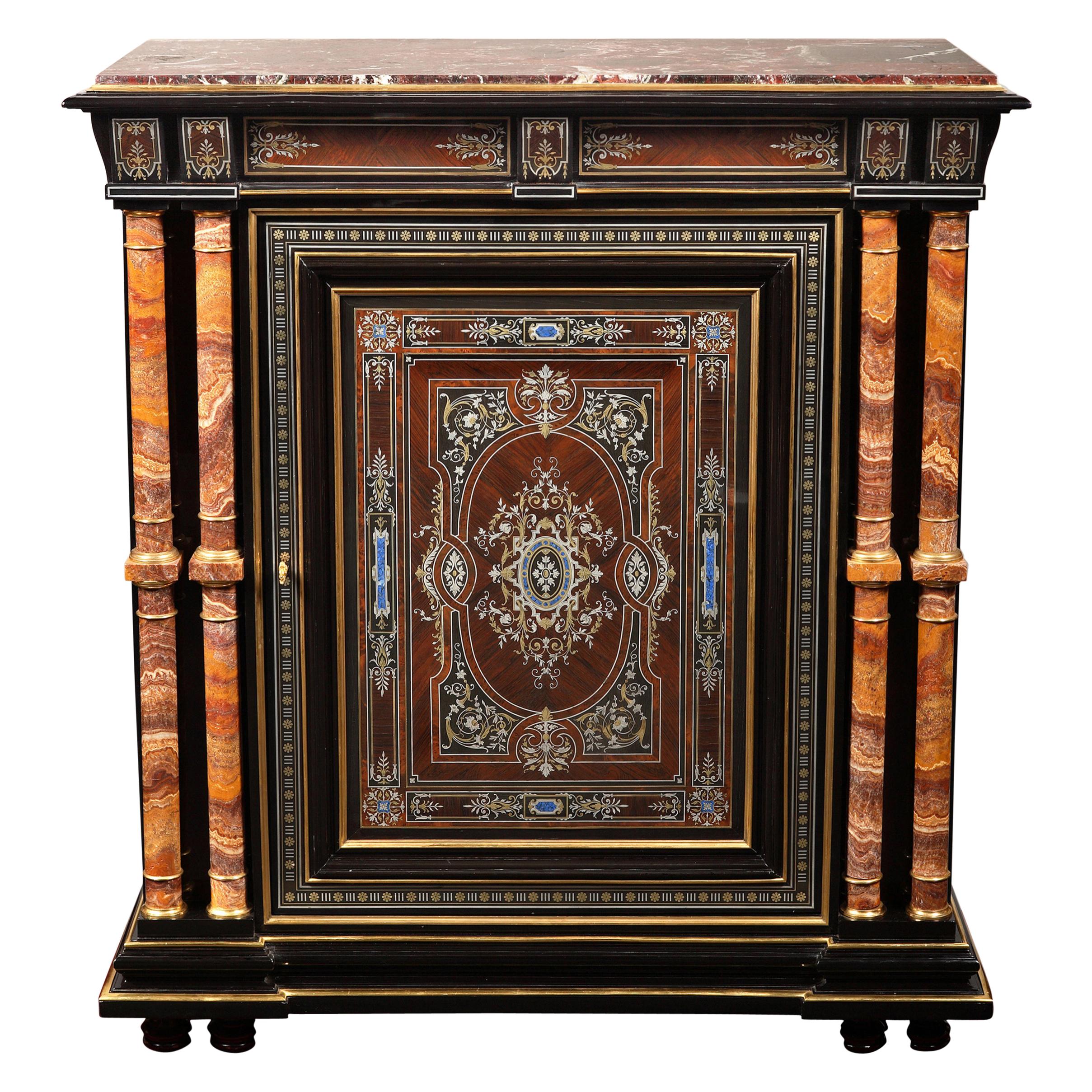 Exceptional Marquetry Cabinet Attributed to Susse Frères, France, Circa 1880