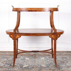 Exceptional Marquetry Serving Stand with Tray C.1900
