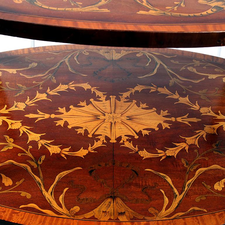 Exceptional Marquetry Serving Stand with Tray C.1900 For Sale 1