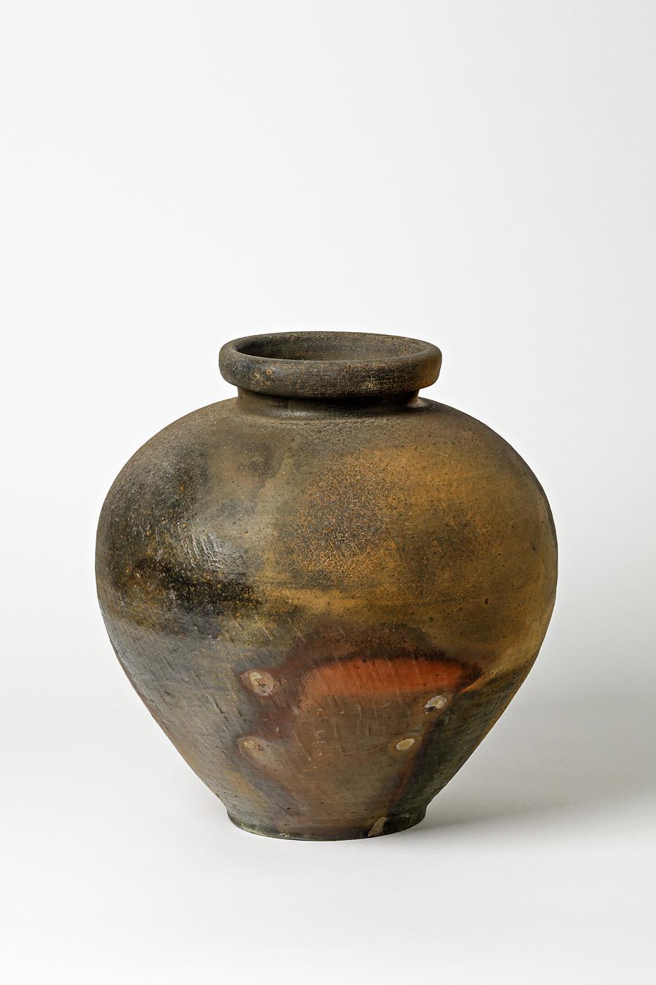 Français Exceptionnel vase massif en céramique de Steen Kepp de style poterie japonaise La Borne en vente