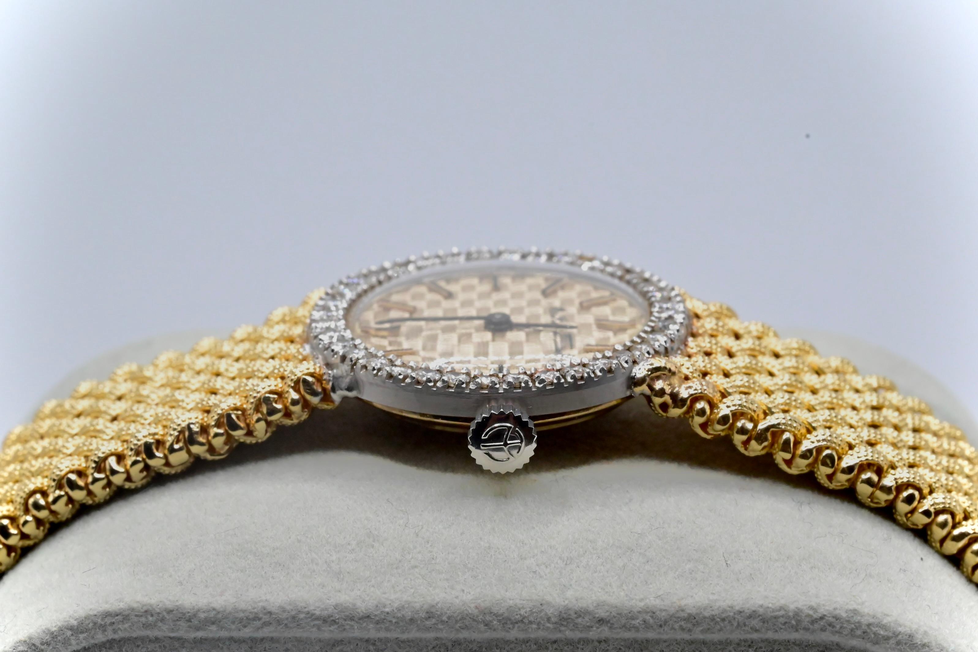 Round Cut Exceptional Mathey Tissot Gold & Diamond Wristwatch