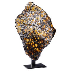 Meteorite Fragment with Peridot Crystals in Iron Matrix