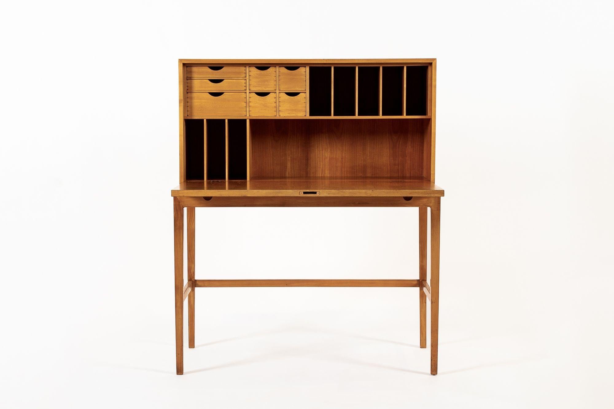 Exceptional Mid Century Danish Drop-Front Secretary Desk & Wall Shelf by Ditzel 6