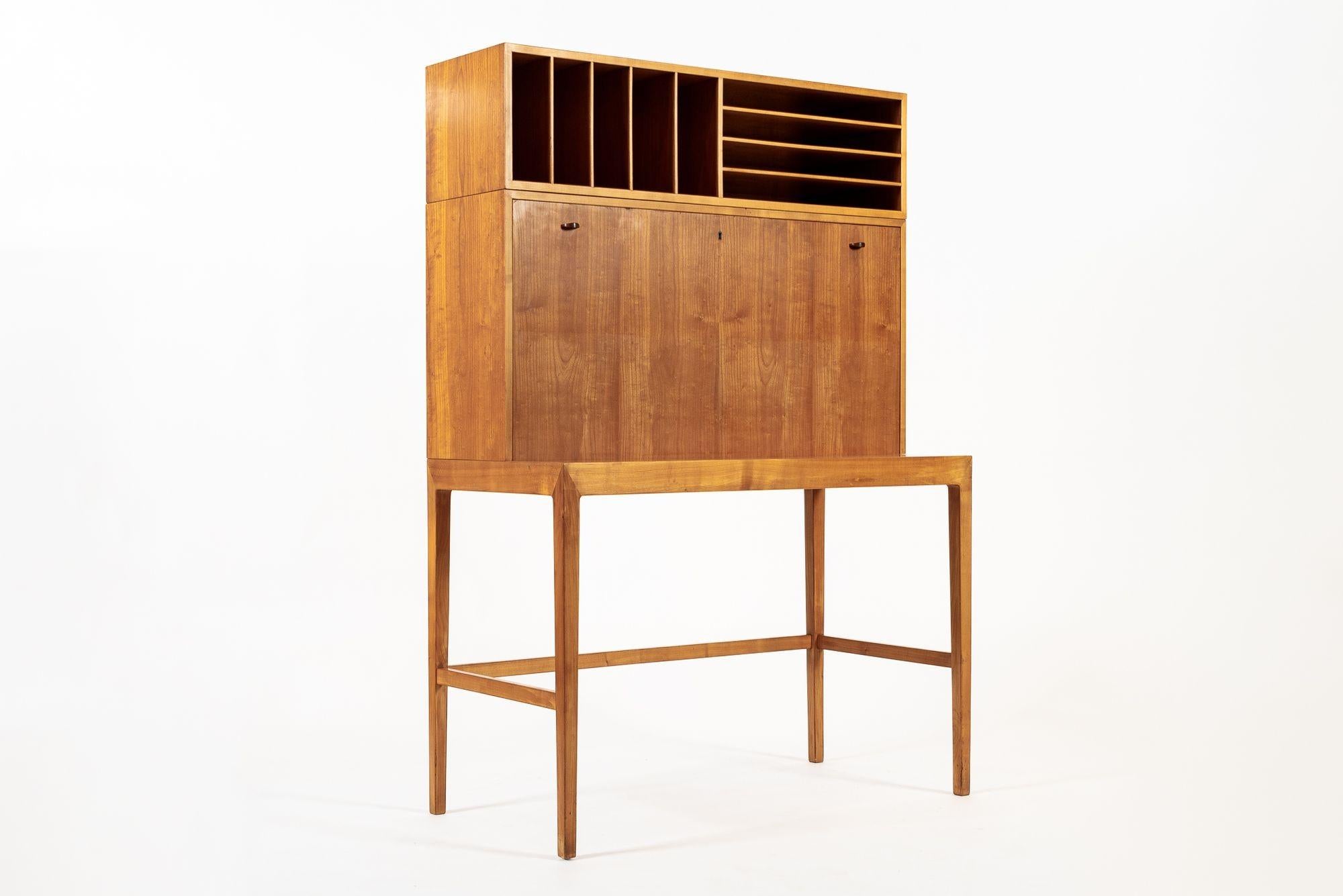Exceptional Mid Century Danish Drop-Front Secretary Desk & Wall Shelf by Ditzel 12