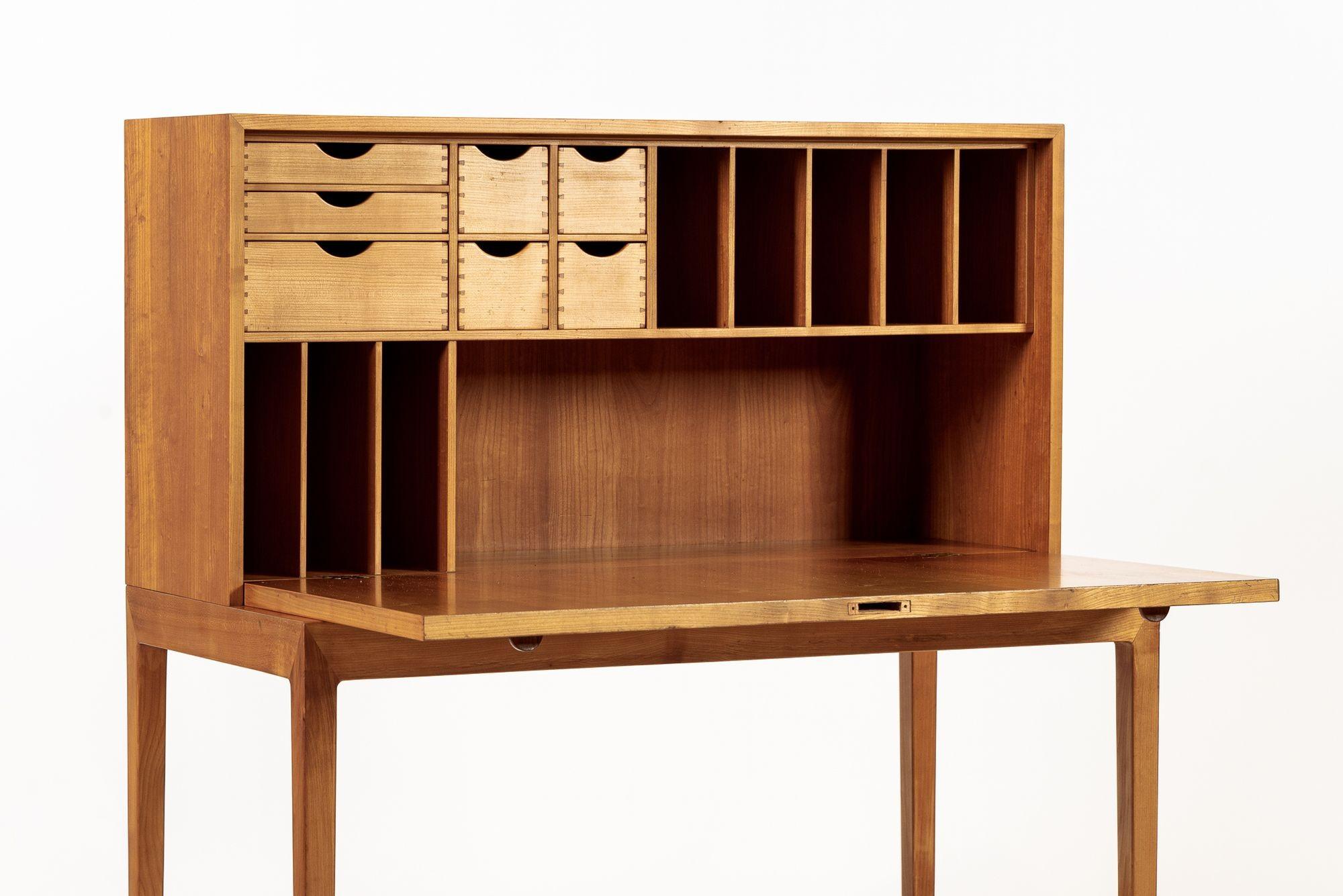 Exceptional Mid Century Danish Drop-Front Secretary Desk & Wall Shelf by Ditzel 1