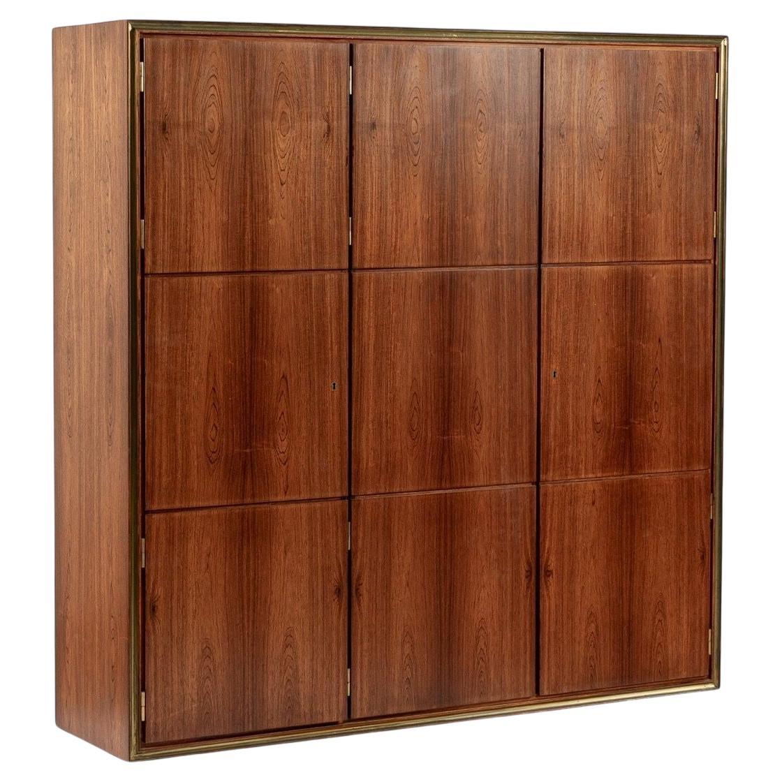 Exceptional Mid Century Danish Floating Rosewood Wall Shelving Cabinet 1950s