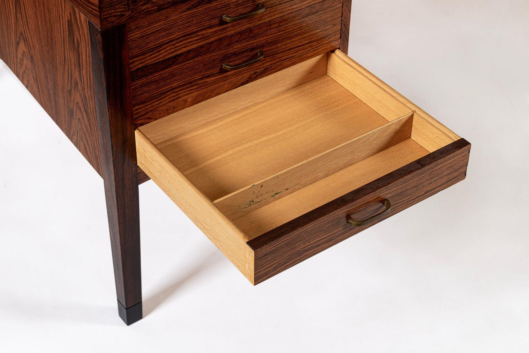 Exceptional Mid Century Danish Large Rosewood Executive Desk For Sale 1