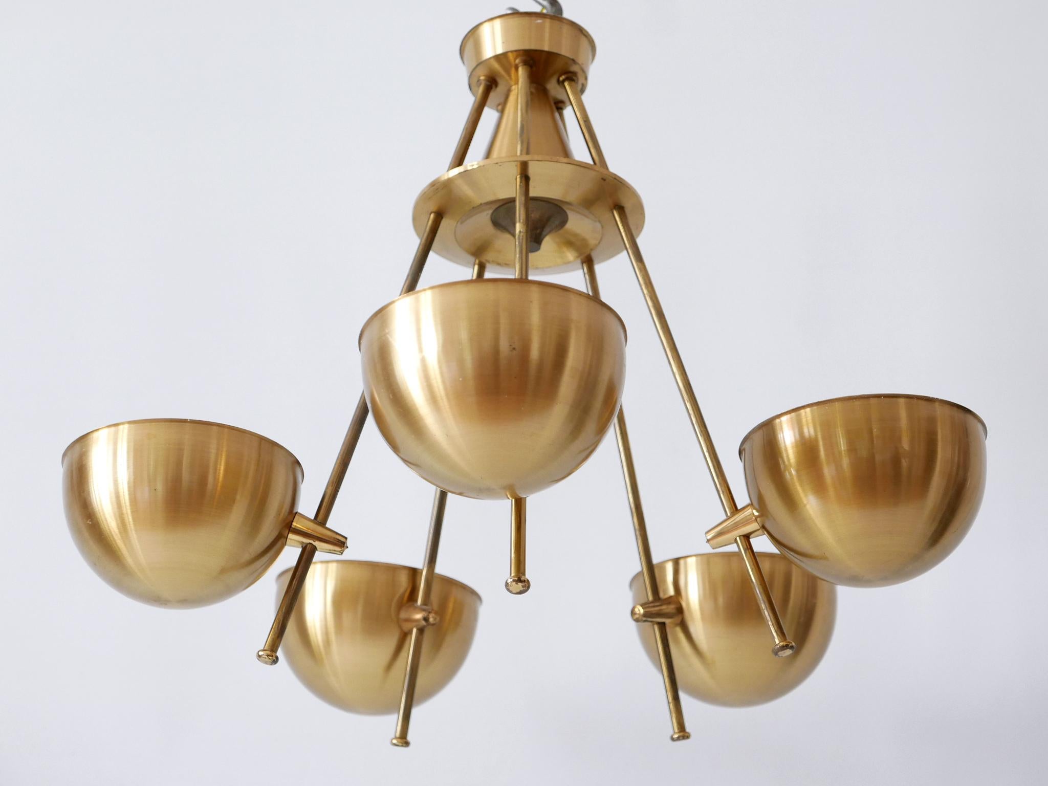 Exceptional Mid-Century Five-Flamed Chandelier or Pendant Lamp Sweden 1950s For Sale 3