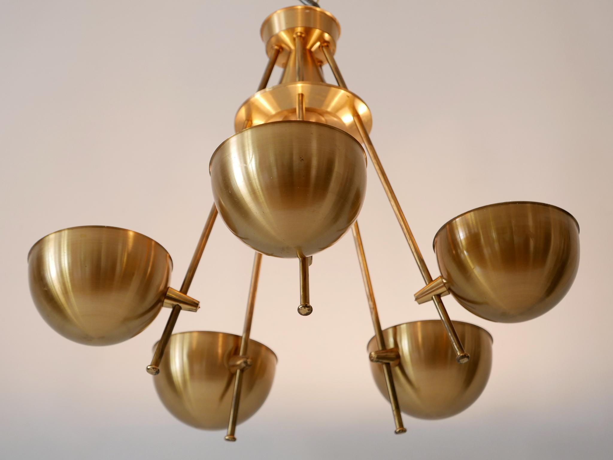 Exceptional Mid-Century Five-Flamed Chandelier or Pendant Lamp Sweden 1950s For Sale 4