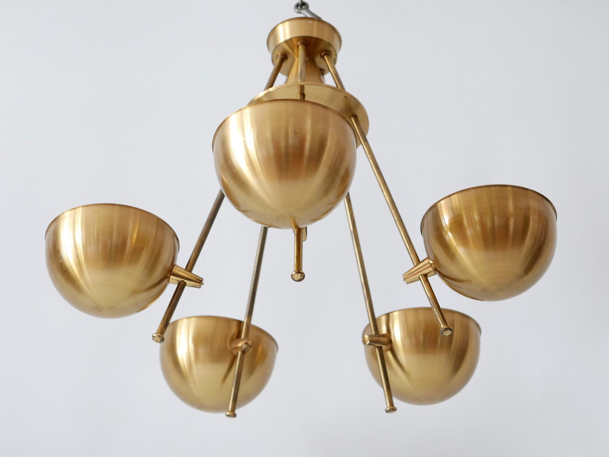 Exceptional Mid-Century Five-Flamed Chandelier or Pendant Lamp Sweden 1950s For Sale 5