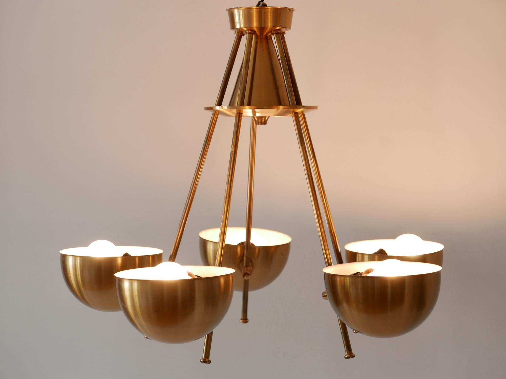 Exceptional Mid-Century Five-Flamed Chandelier or Pendant Lamp Sweden 1950s For Sale 6