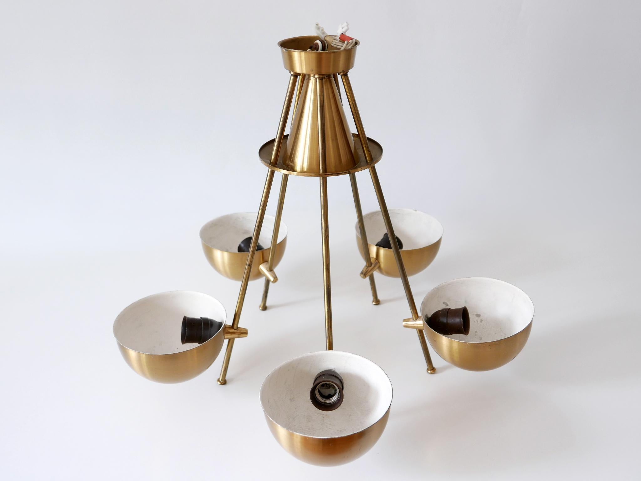 Exceptional Mid-Century Five-Flamed Chandelier or Pendant Lamp Sweden 1950s For Sale 11