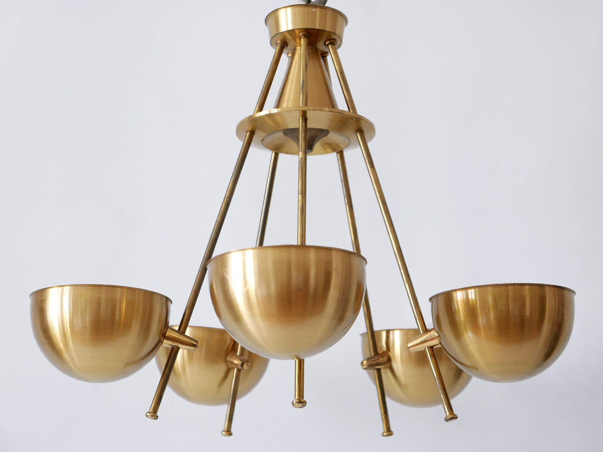 Exceptional Mid-Century Five-Flamed Chandelier or Pendant Lamp Sweden 1950s For Sale 1