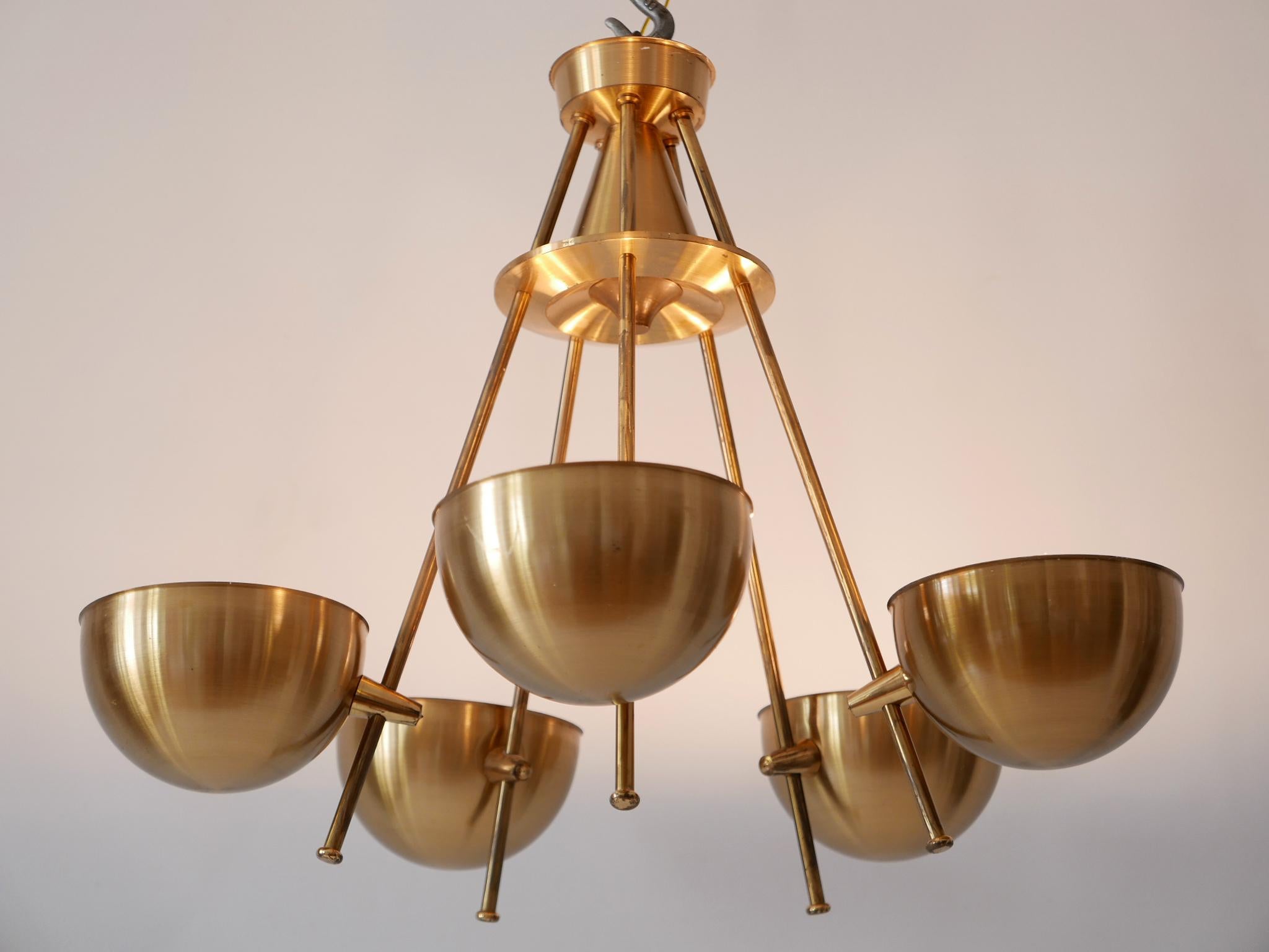 Exceptional Mid-Century Five-Flamed Chandelier or Pendant Lamp Sweden 1950s For Sale 2