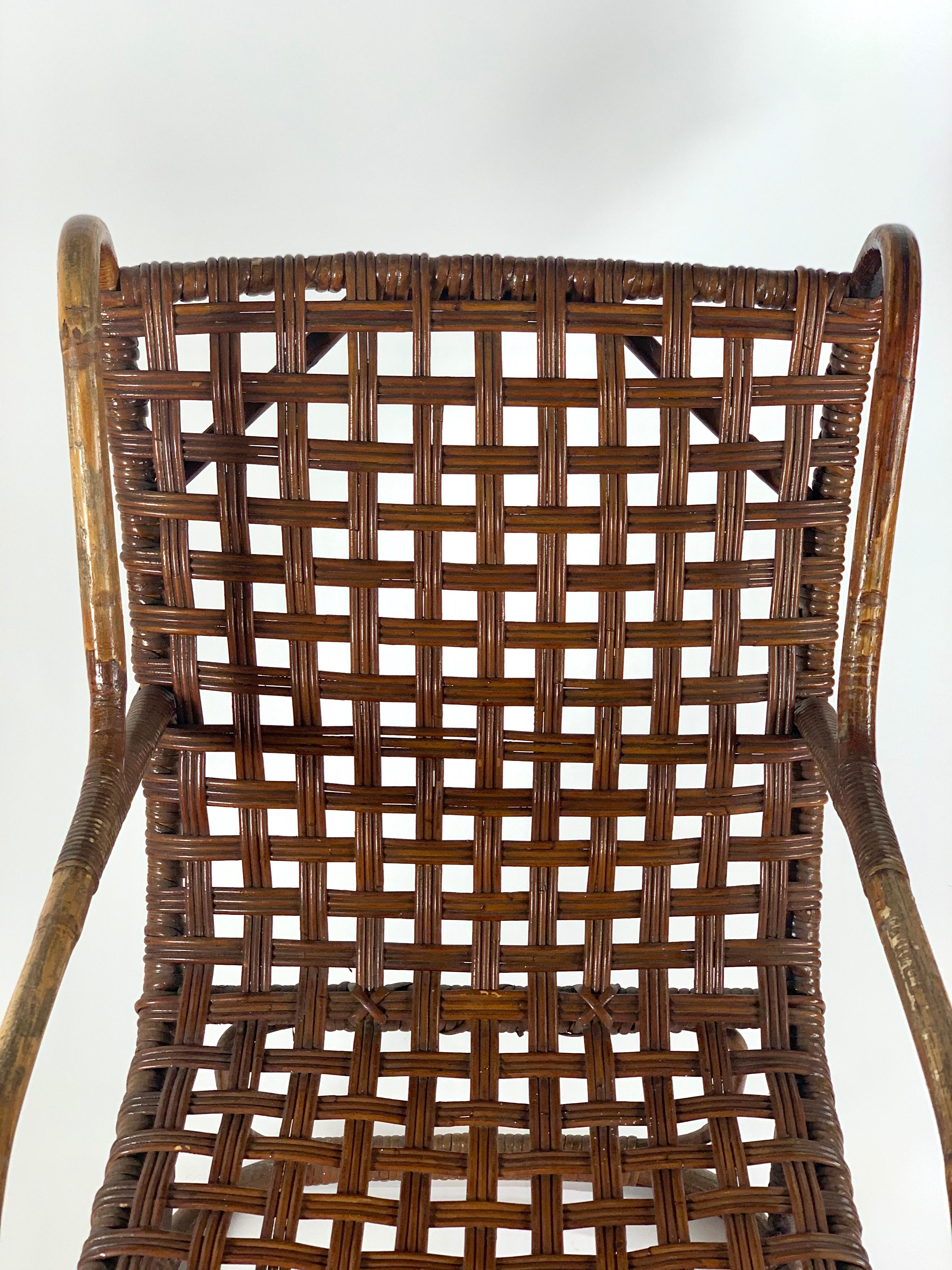 Hand-Woven Exceptional Midcentury French Rattan Chair