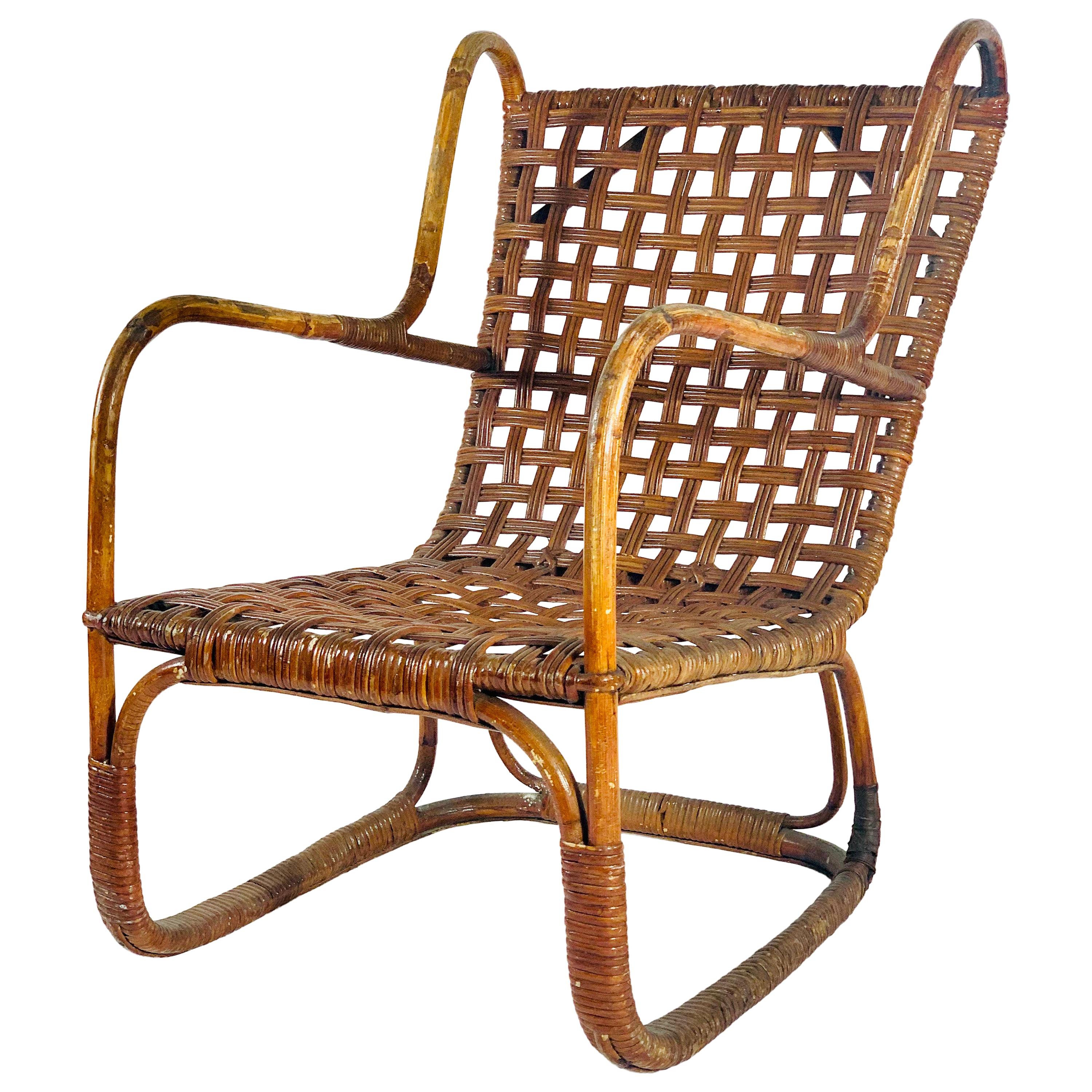 Exceptional Midcentury French Rattan Chair