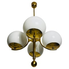 Exceptional Mid-Century Modern Brass Kaiser 4-Arm Space Age Chandelier, 1960s