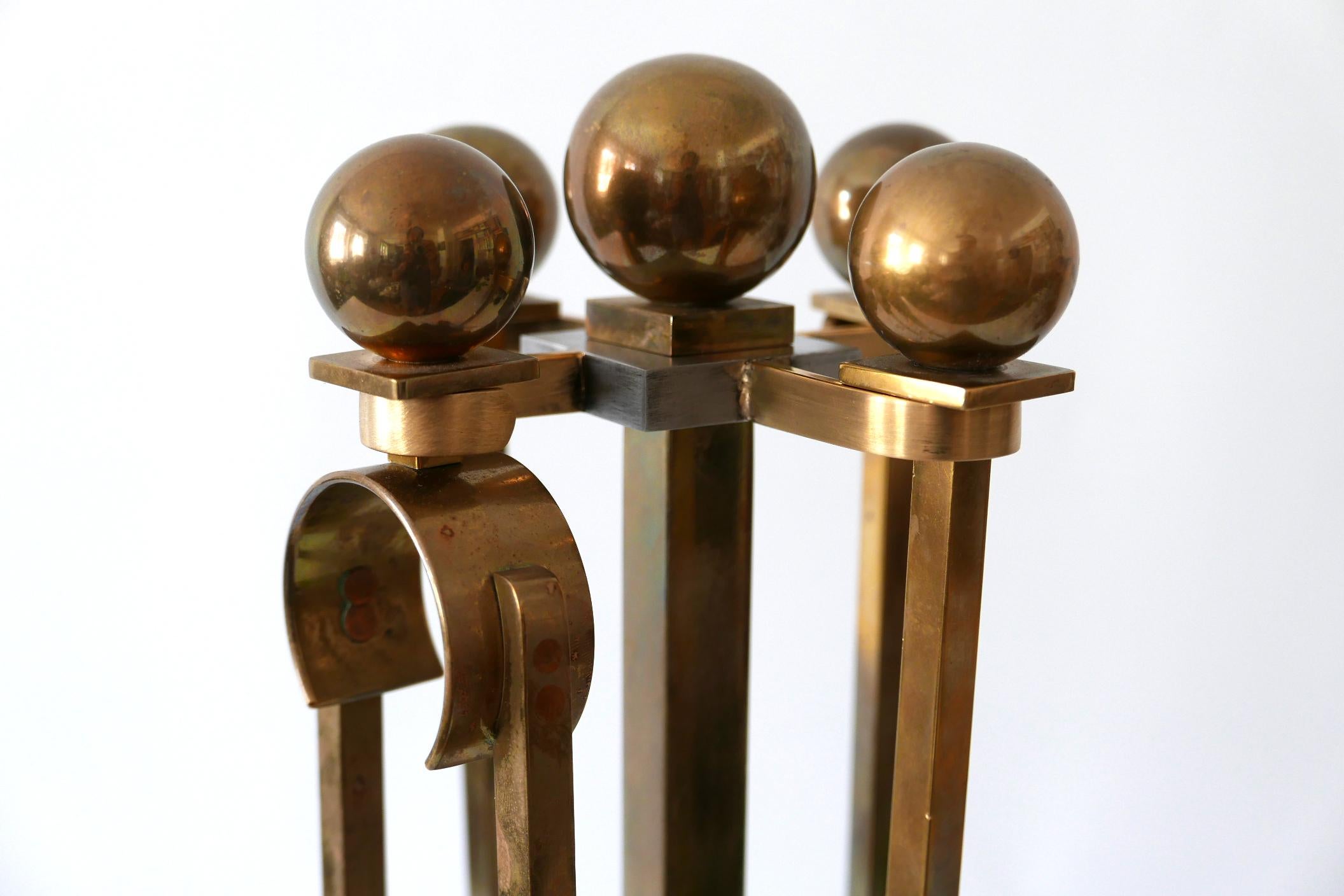 Exceptional Mid-Century Modern Brass and Steel Fireplace Tools 1970s In Good Condition For Sale In Munich, DE