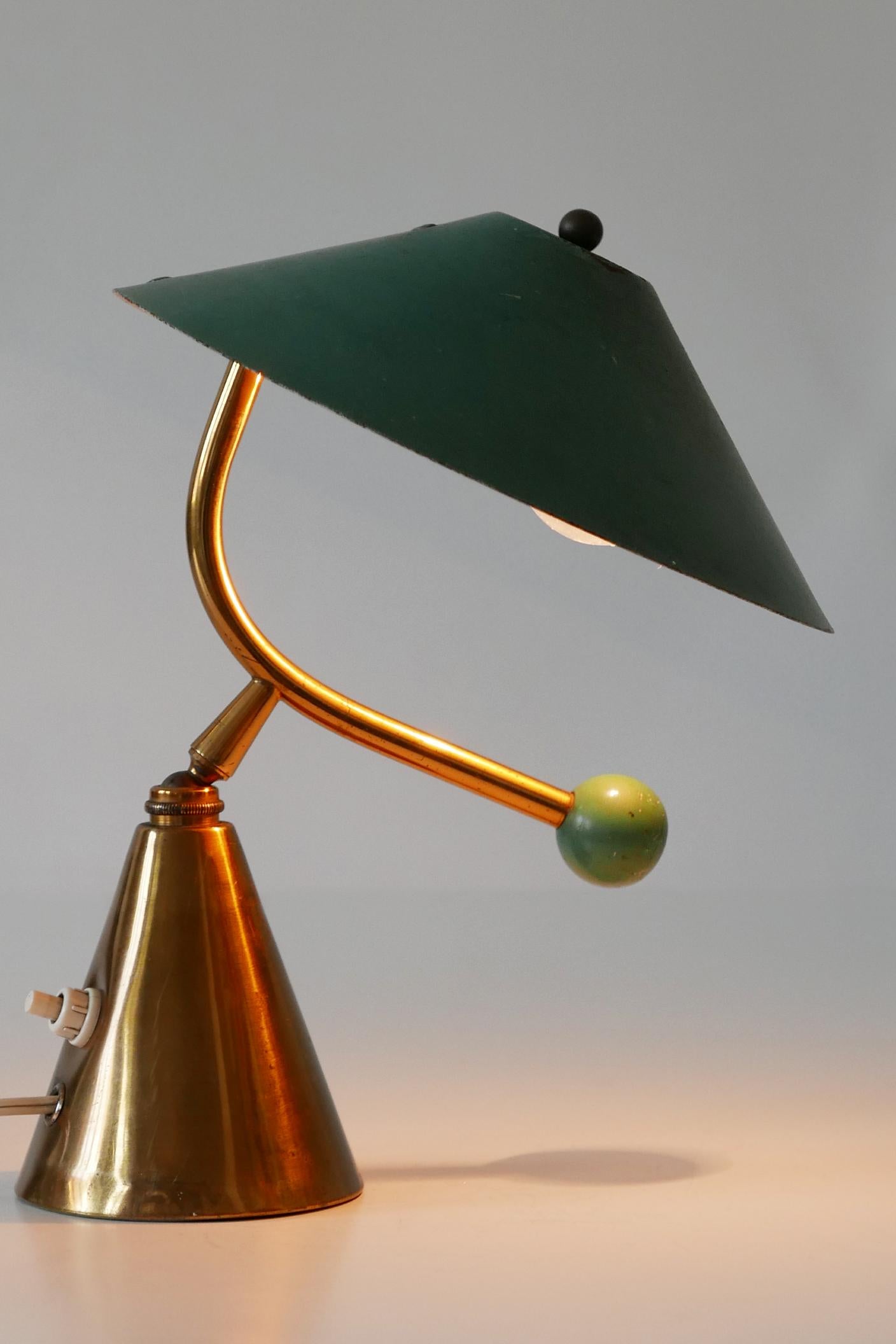Exceptional Mid-Century Modern Brass Table Lamp, 1950s, France 9