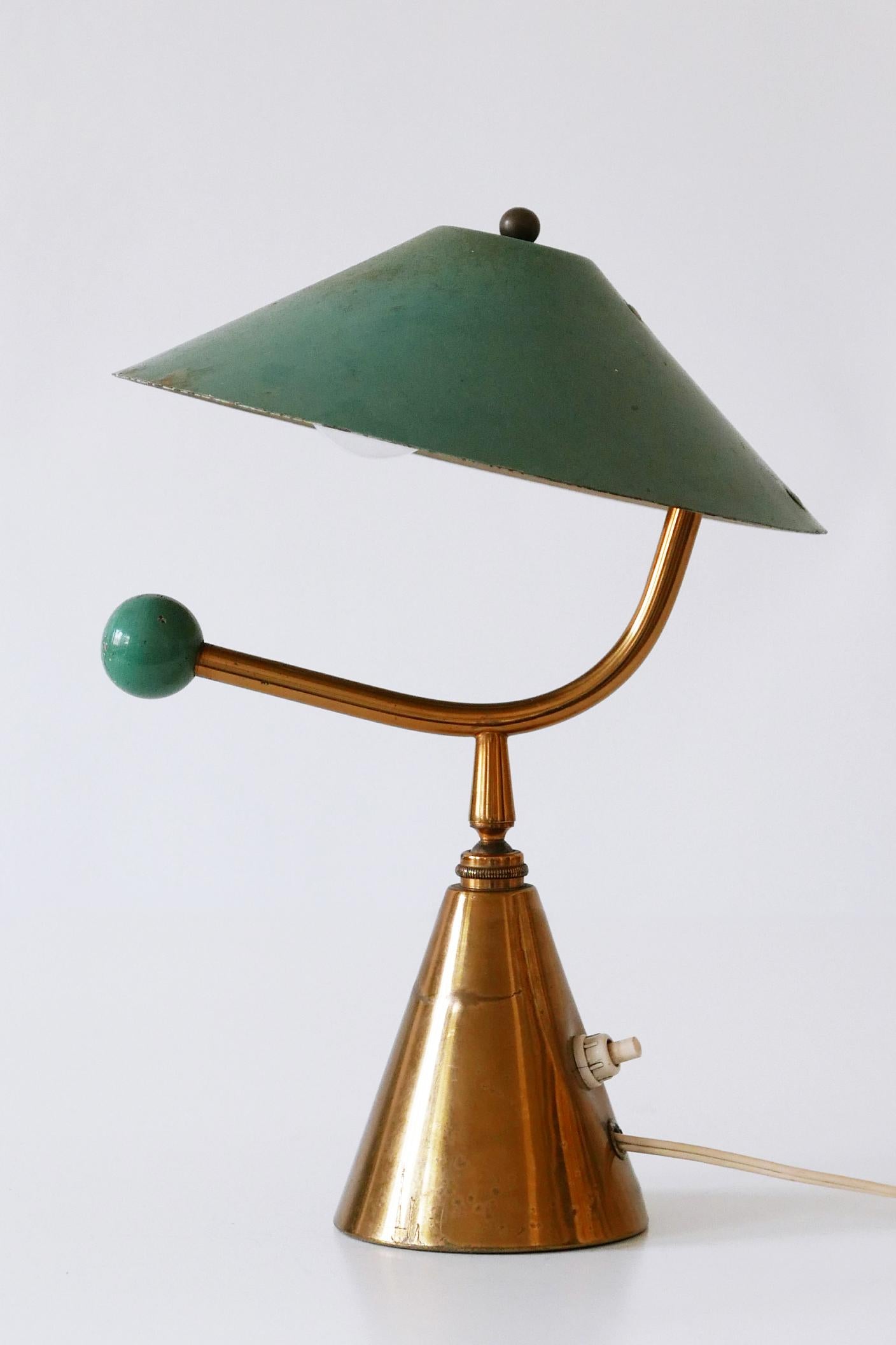 Exceptional Mid-Century Modern Brass Table Lamp, 1950s, France 10